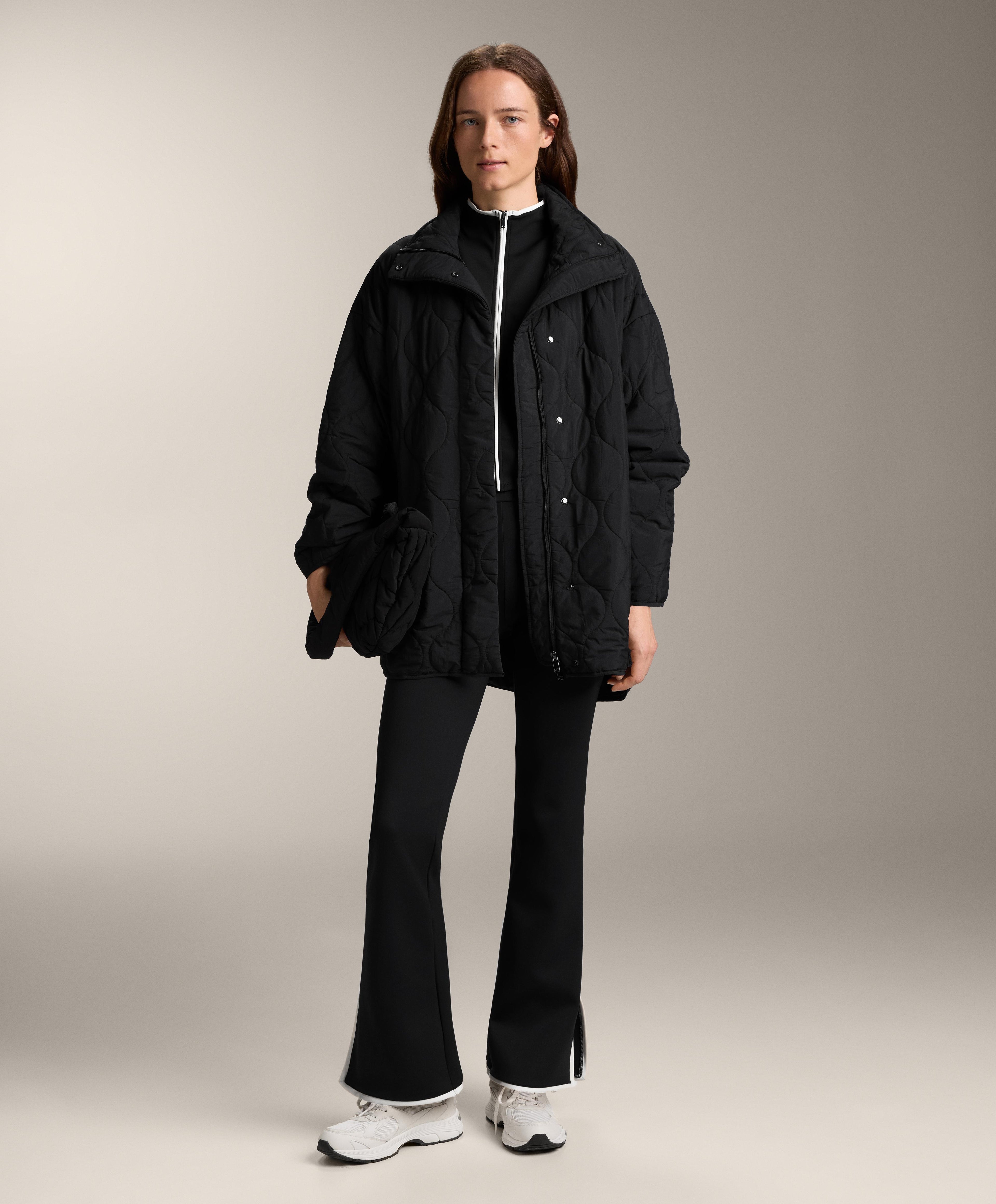 CONTRAST NEOPRENE EFFECT FLARE TROUSERS