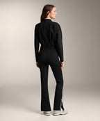 CONTRAST NEOPRENE EFFECT FLARE TROUSERS