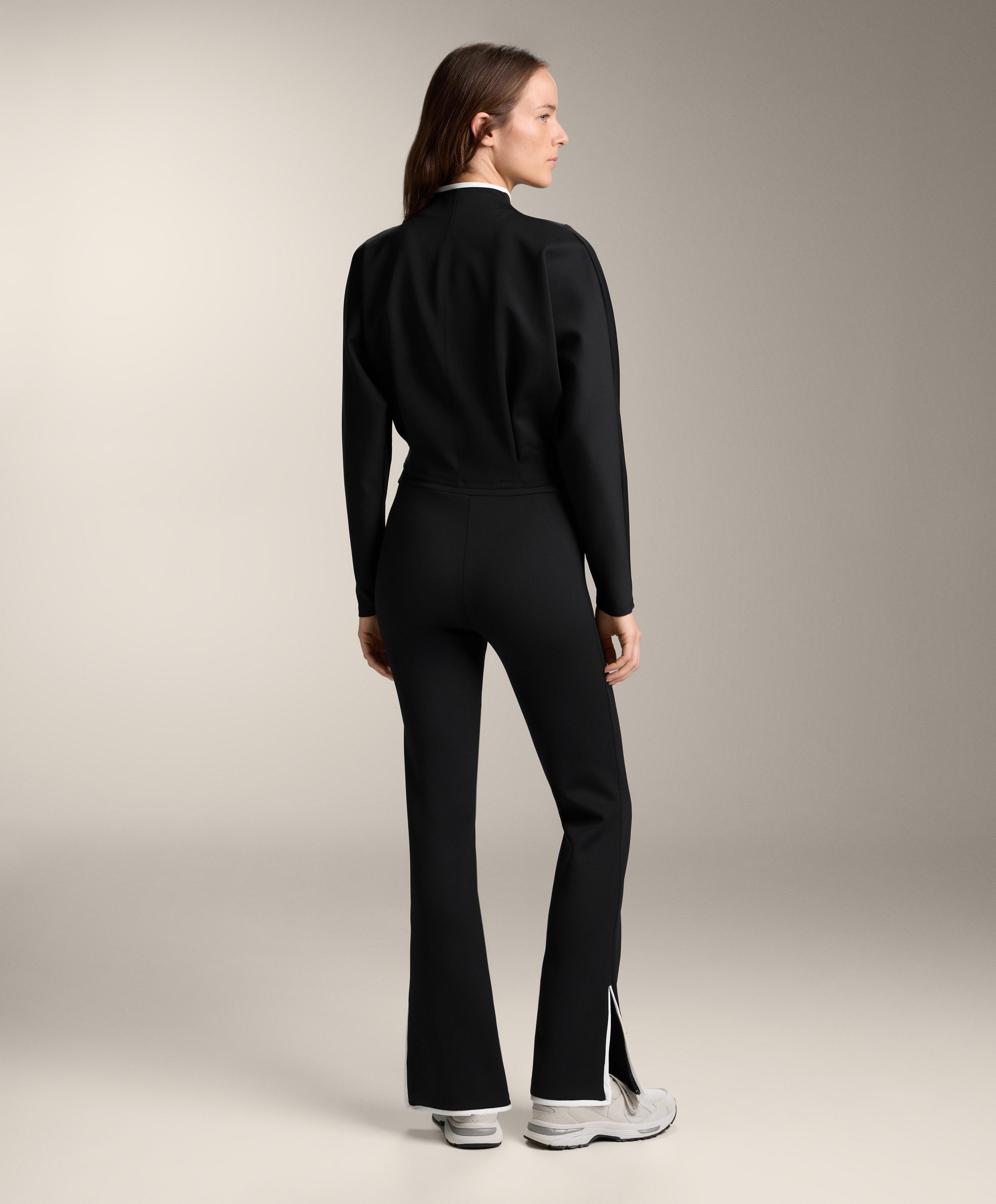 CONTRAST NEOPRENE EFFECT FLARE TROUSERS