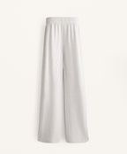 WIDE LEG TROUSERS WITH RIB DETAIL IN COTTON AND MODAL
