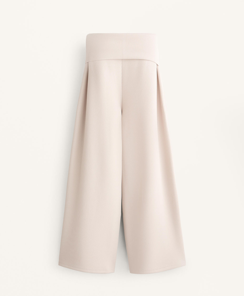 WIDE LEG RIB TROUSERS WITH TURN UP WAIST 29% MODAL