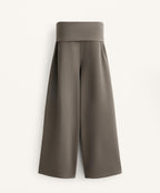 WIDE LEG RIB TROUSERS WITH TURN UP WAIST 29% MODAL
