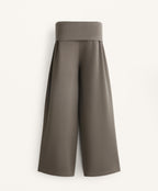 WIDE LEG RIB TROUSERS WITH TURN UP WAIST 29% MODAL