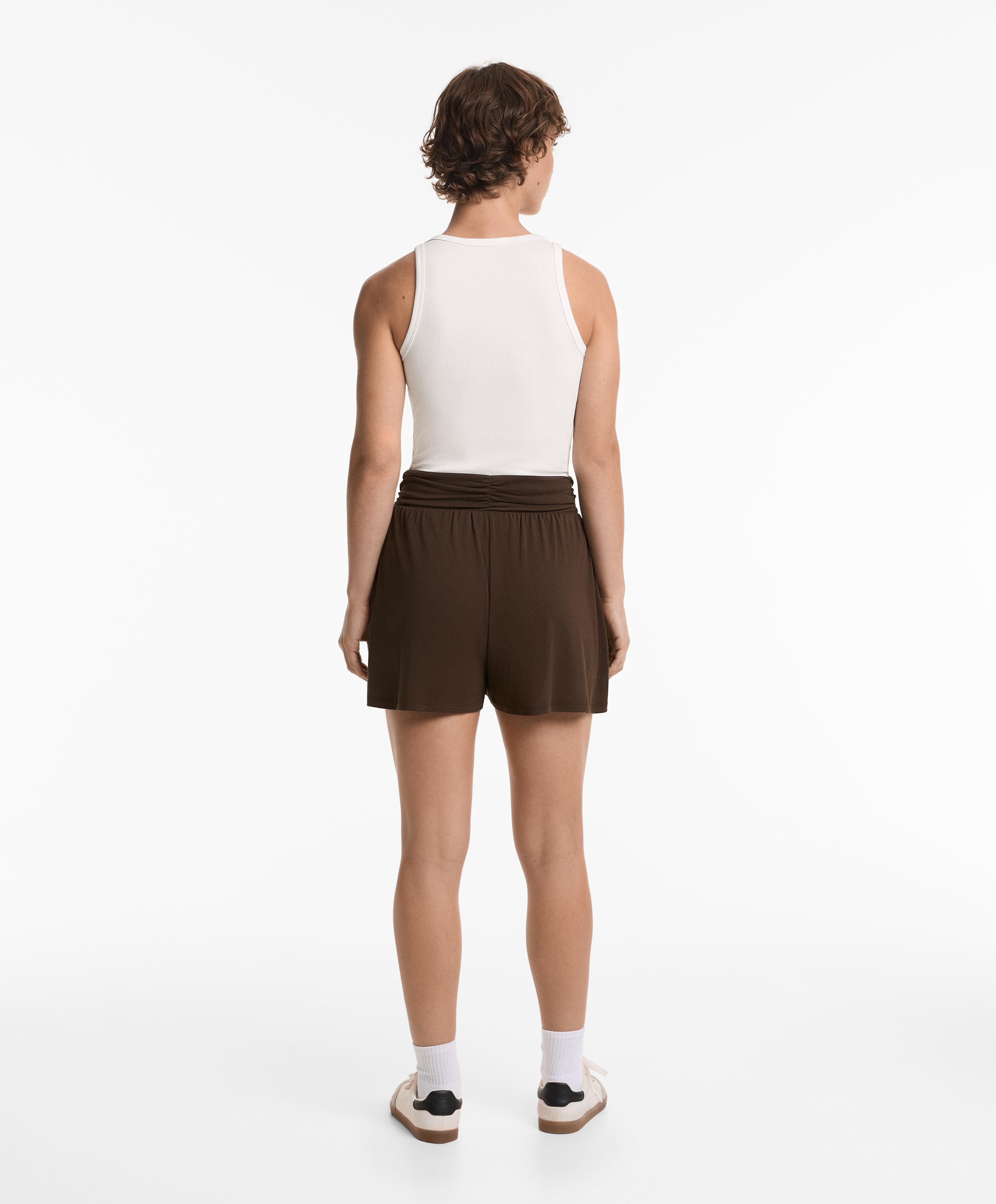 EXTRA WIDE LEG FLOWY V WAIST SHORTS WITH MODAL