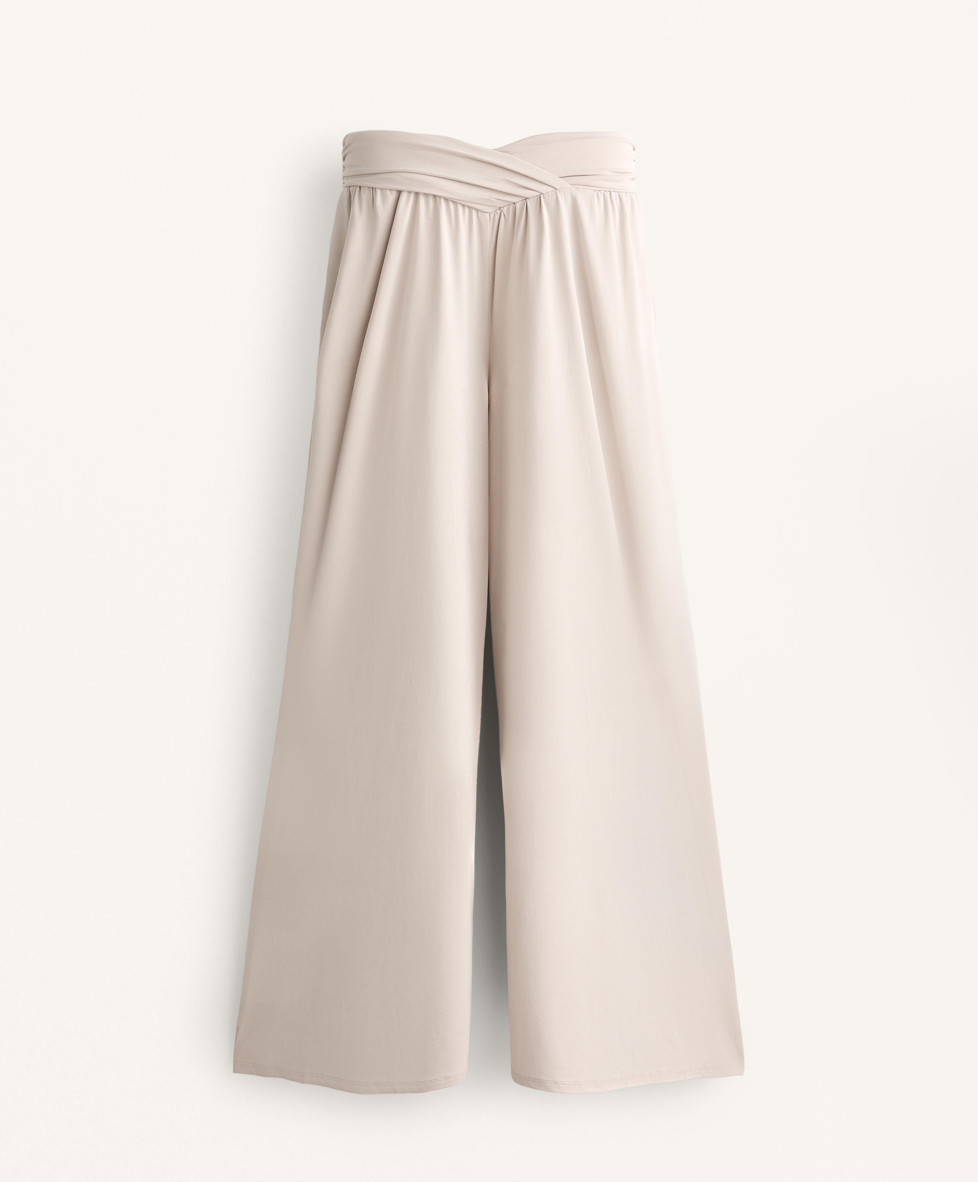 EXTRA WIDE FLOWING TROUSERS WITH V WAISTBAND IN MODAL