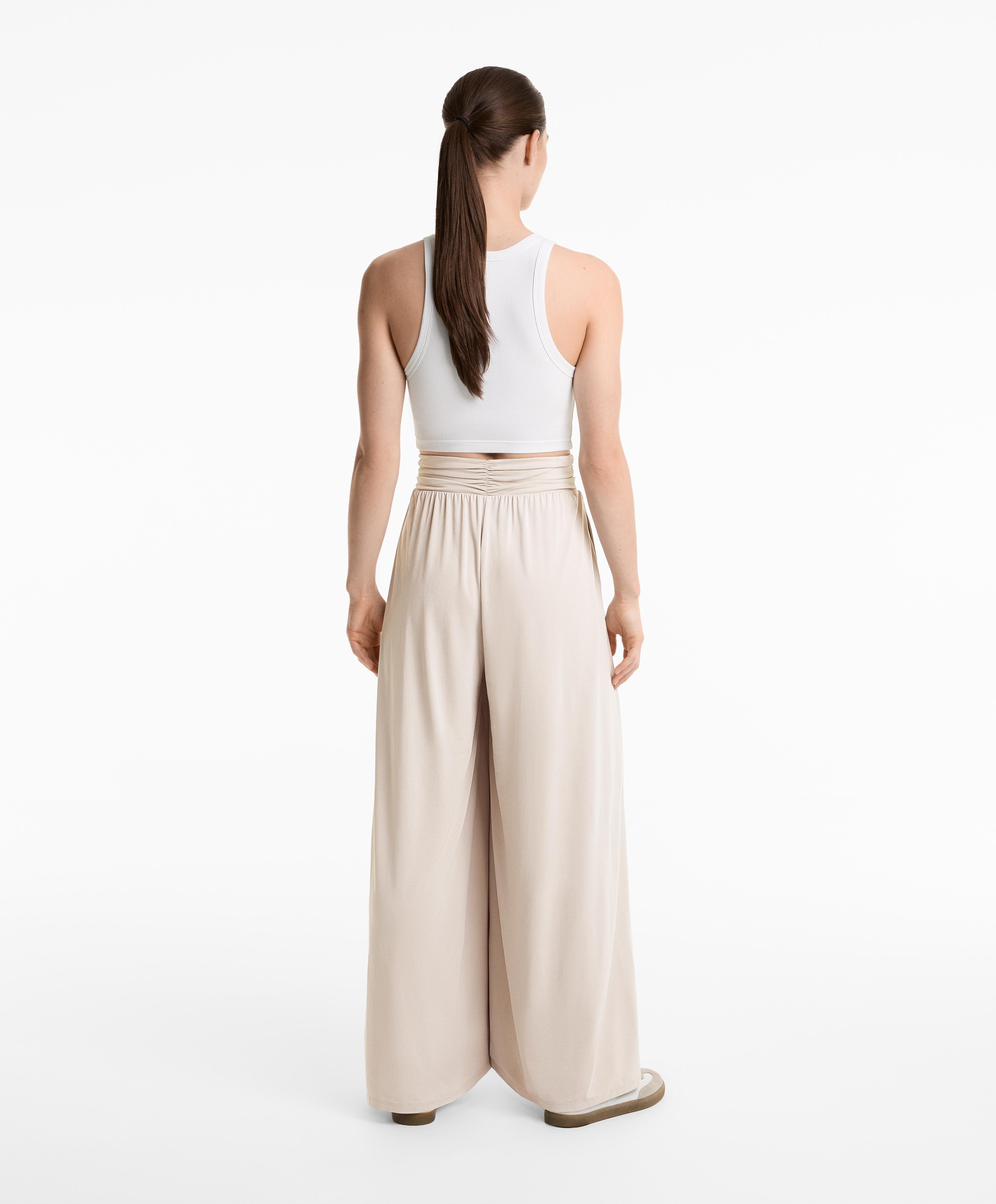 EXTRA WIDE FLOWING TROUSERS WITH V WAISTBAND IN MODAL