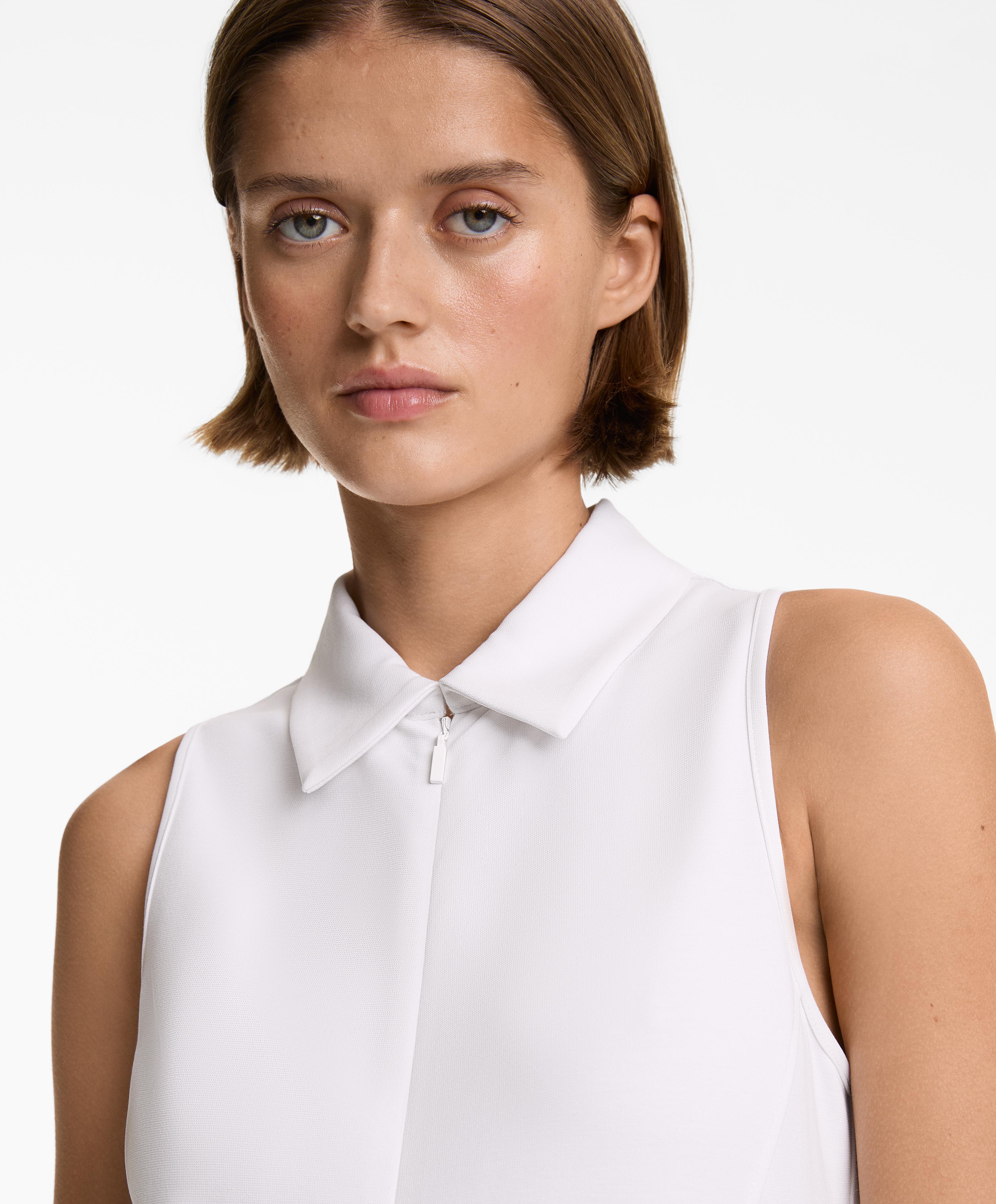 PIQUE POLO NECK LONG JUMPSUIT WITH MODAL