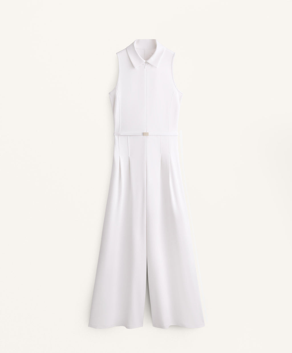 PIQUE POLO NECK LONG JUMPSUIT WITH MODAL