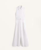 PIQUE POLO NECK LONG JUMPSUIT WITH MODAL