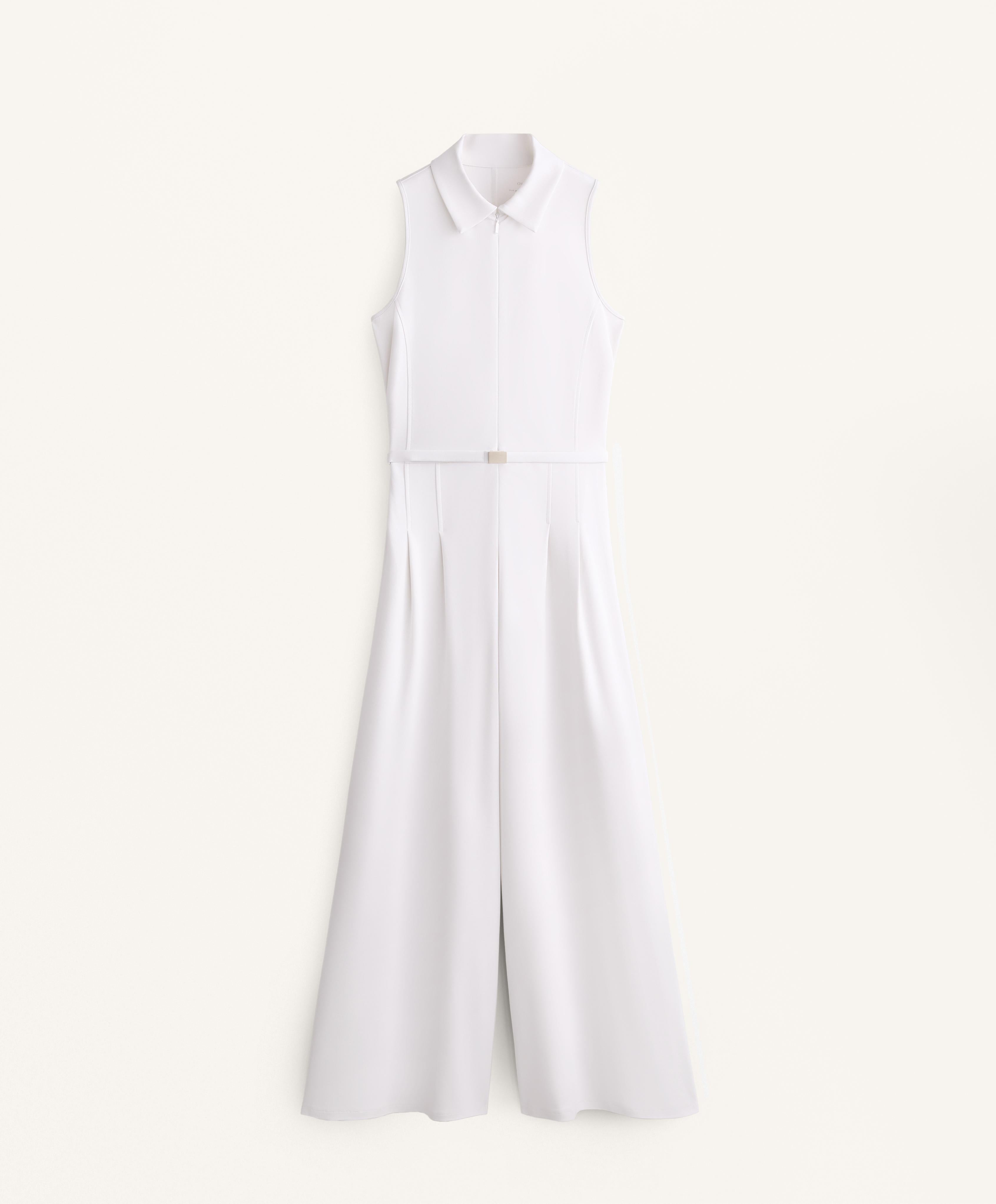 PIQUE POLO NECK LONG JUMPSUIT WITH MODAL