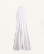 PIQUE POLO NECK LONG JUMPSUIT WITH MODAL