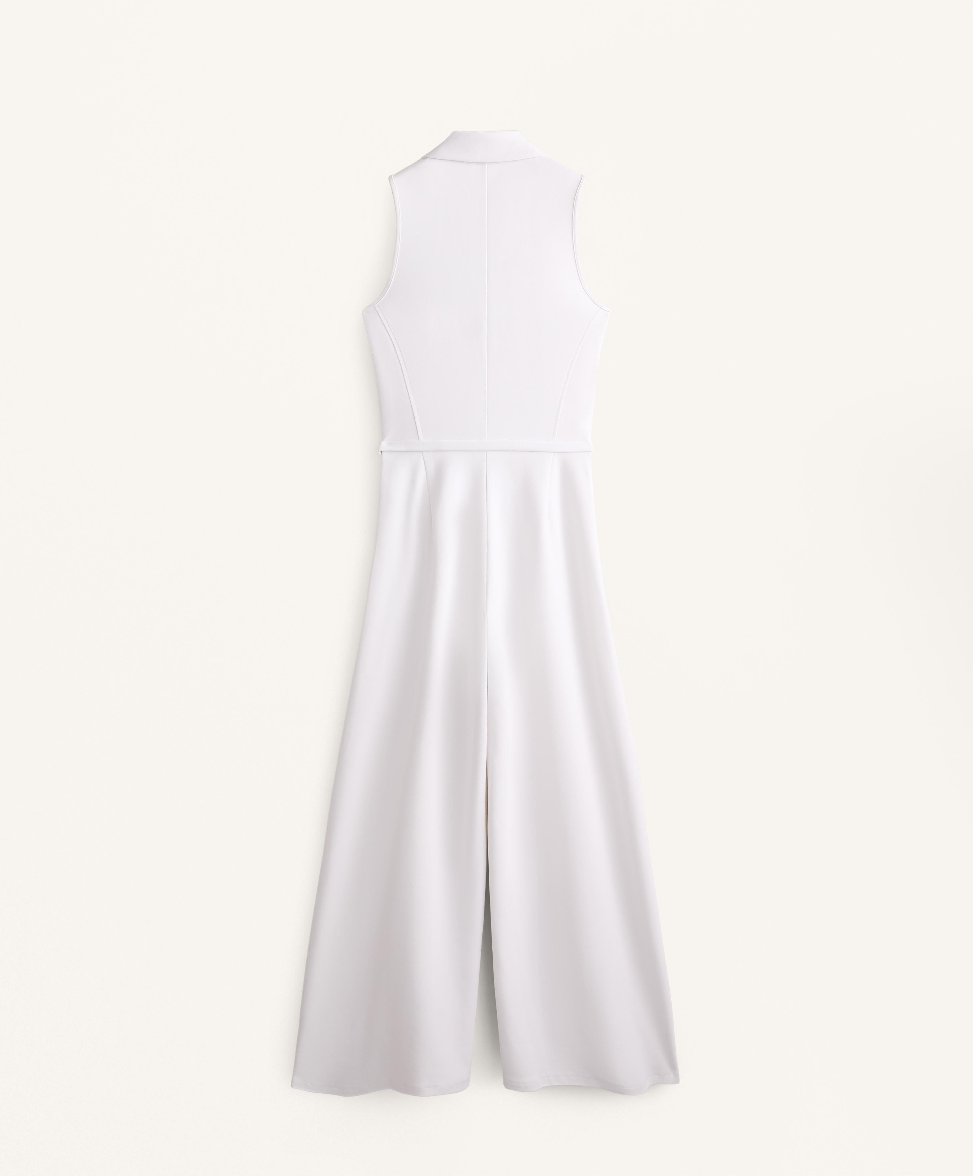 PIQUE POLO NECK LONG JUMPSUIT WITH MODAL