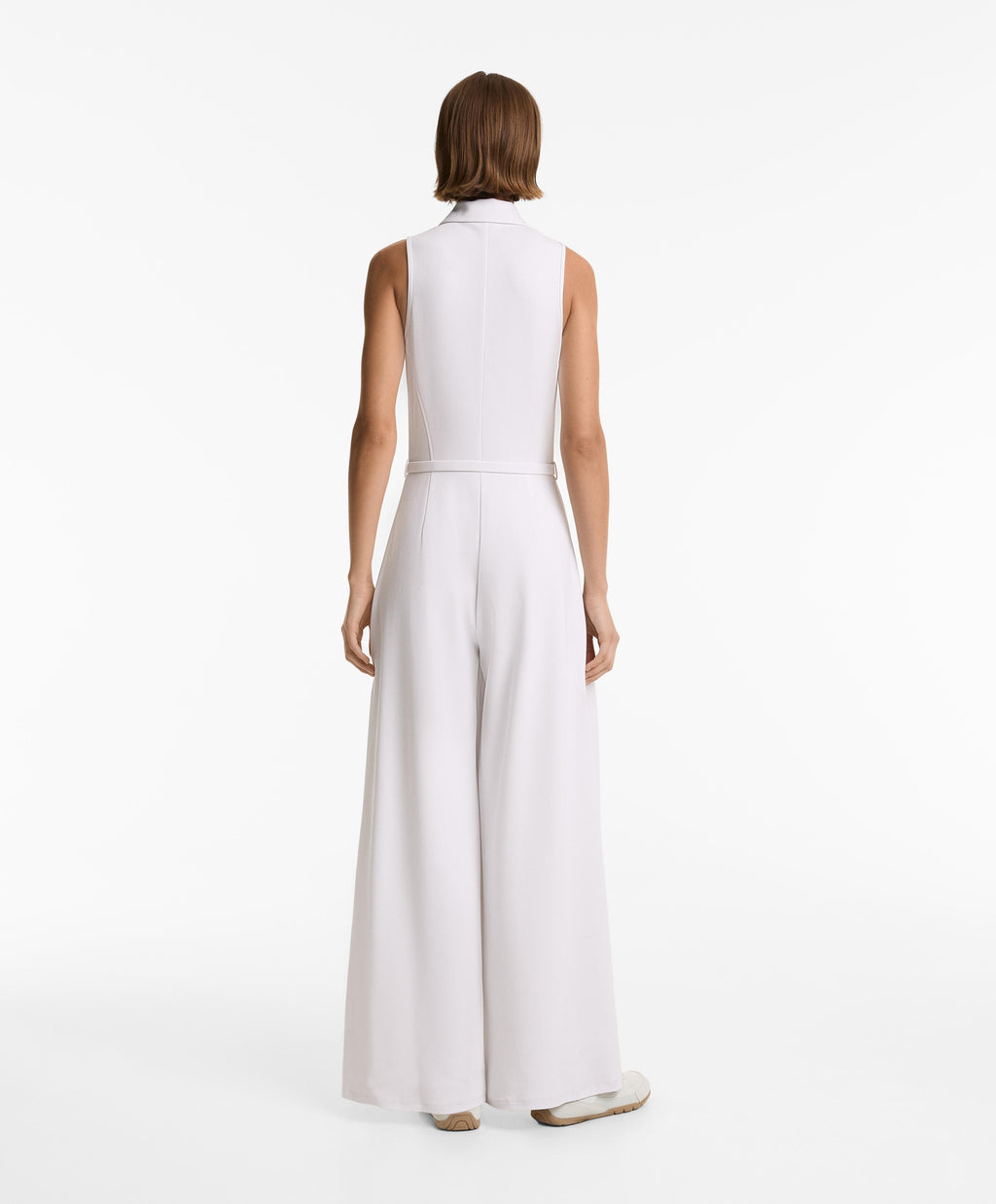 PIQUE POLO NECK LONG JUMPSUIT WITH MODAL
