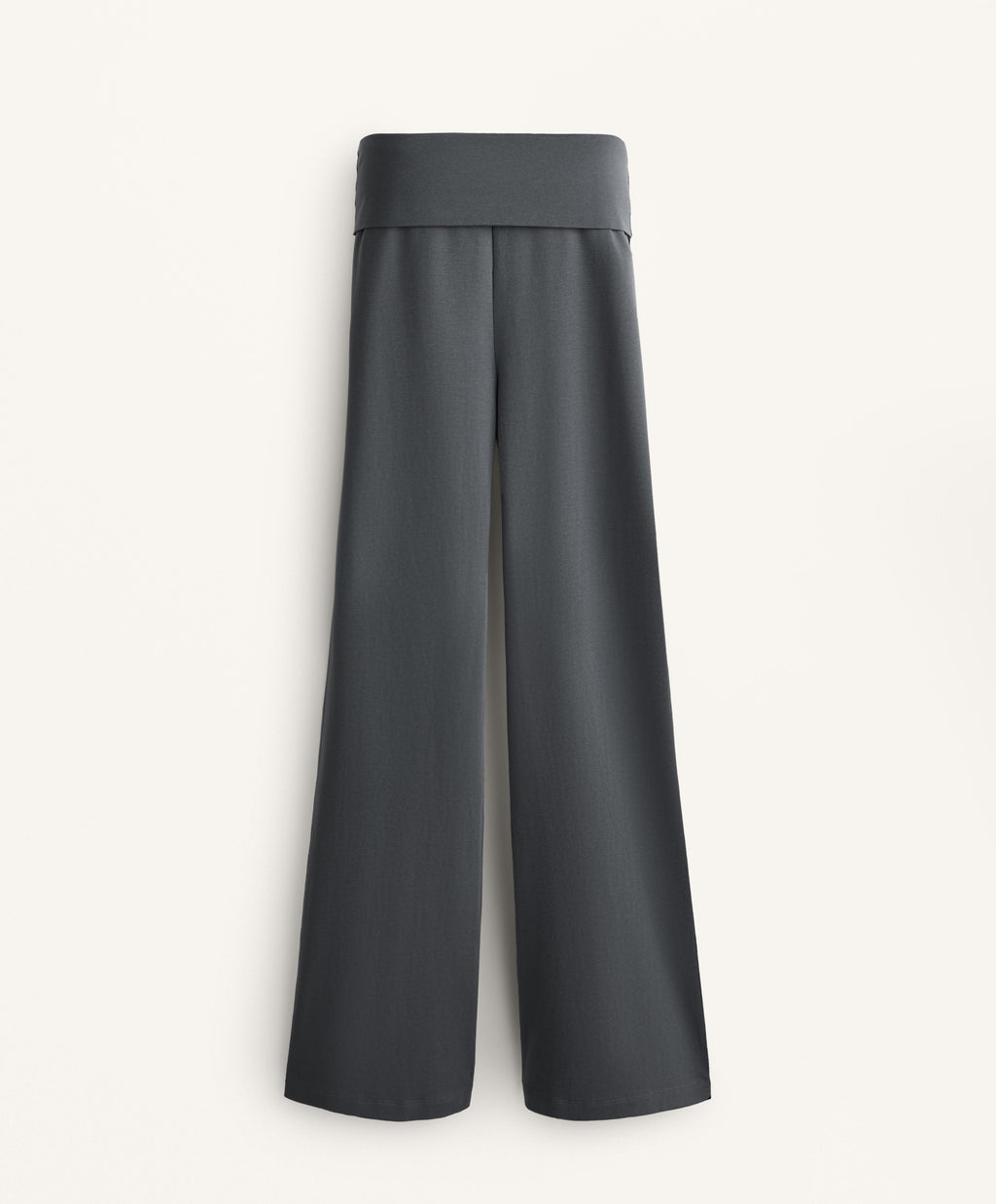 TURN UP WAIST FLARE LEG COTTON BLEND TROUSERS