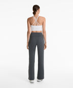 TURN UP WAIST FLARE LEG COTTON BLEND TROUSERS