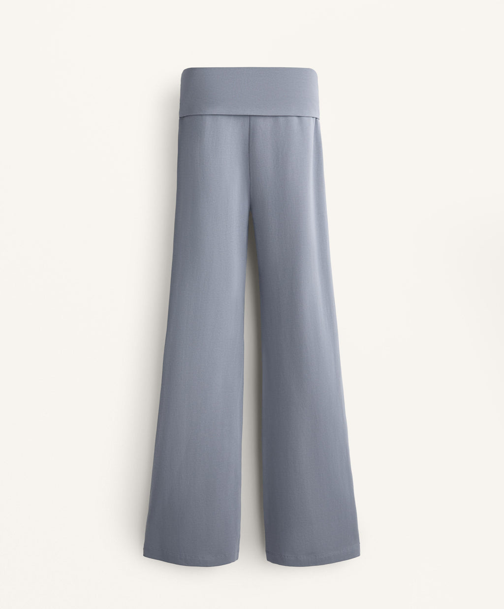 TURN UP WAIST FLARE LEG COTTON BLEND TROUSERS
