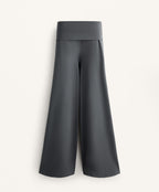 COTTON BLEND PALAZZO TROUSERS WITH TURN OVER WAISTBAND