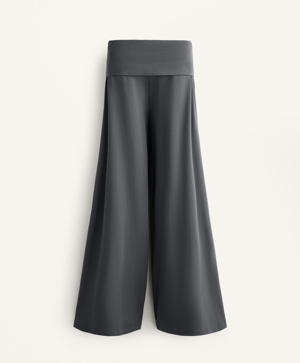 COTTON BLEND PALAZZO TROUSERS WITH TURN OVER WAISTBAND