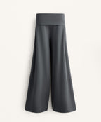 COTTON BLEND PALAZZO TROUSERS WITH TURN OVER WAISTBAND