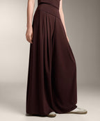 STRAIGHT LEG TURN UP WAIST TROUSERS WITH COTTON BLEND