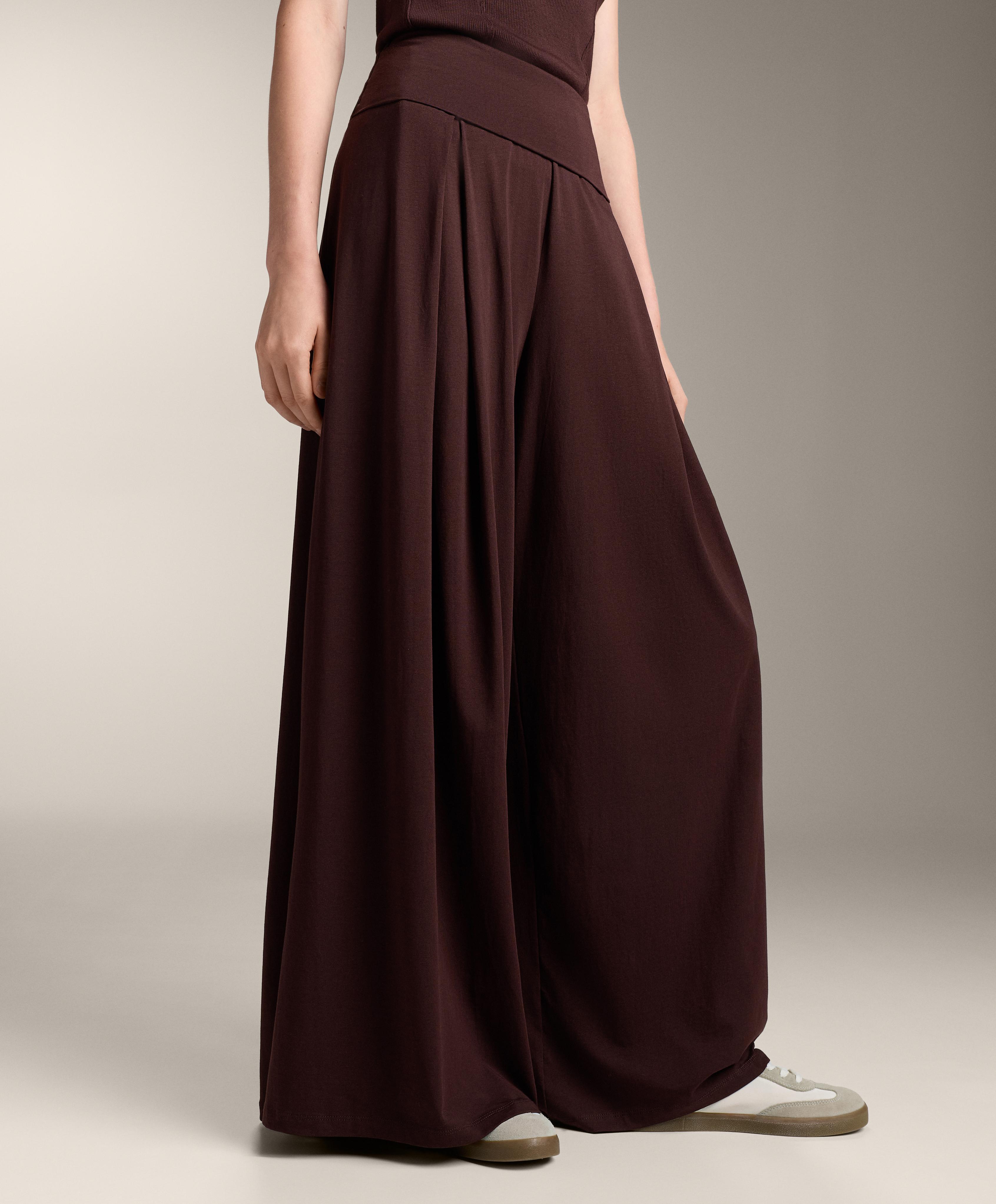 STRAIGHT LEG TURN UP WAIST TROUSERS WITH COTTON BLEND
