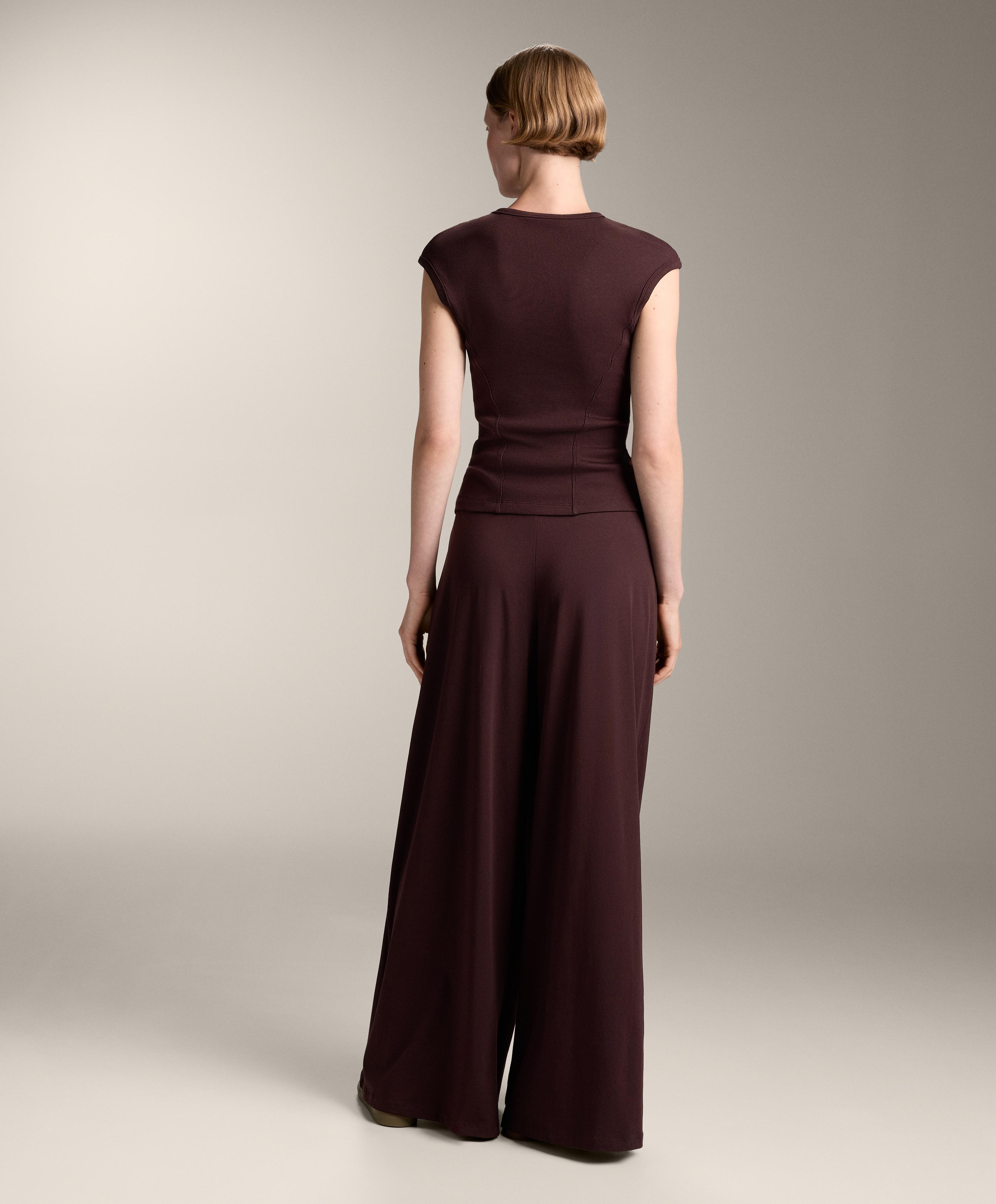 STRAIGHT LEG TURN UP WAIST TROUSERS WITH COTTON BLEND