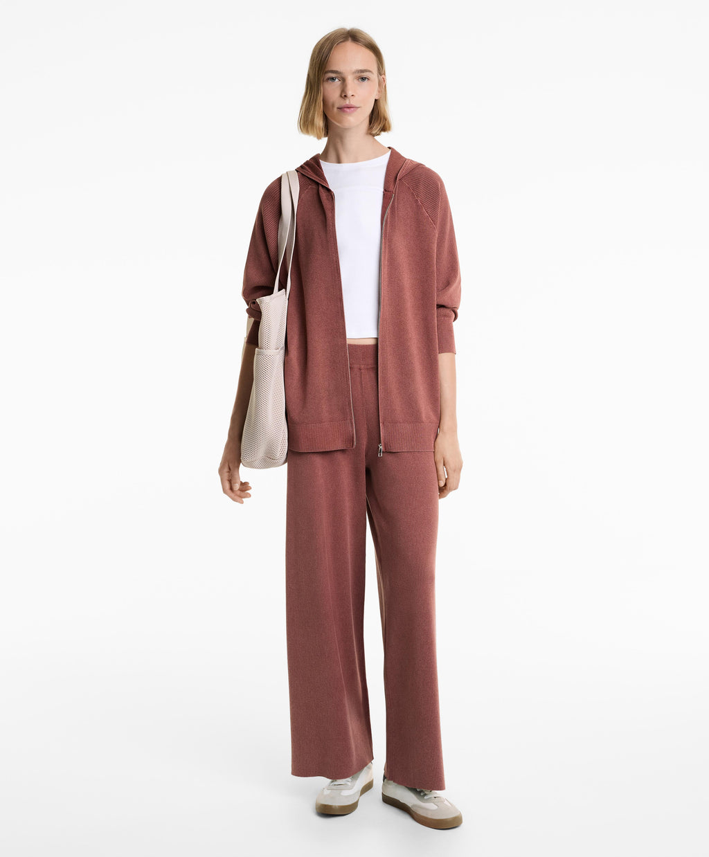 WASHED KNIT STRAIGHT LEG TROUSERS