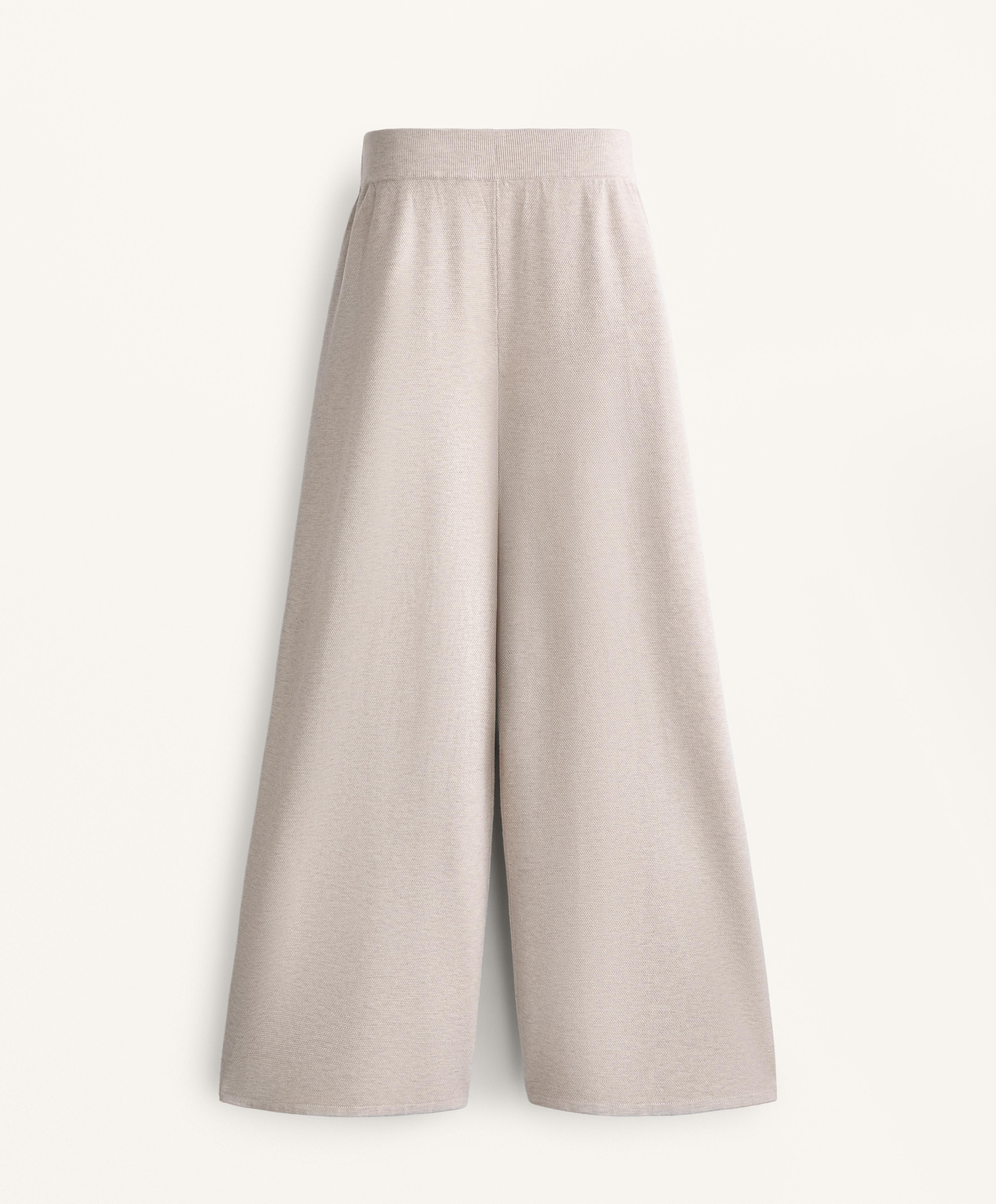 WIDE STRAIGHT LEG PIQUE KNIT TROUSERS