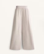 WIDE STRAIGHT LEG PIQUE KNIT TROUSERS