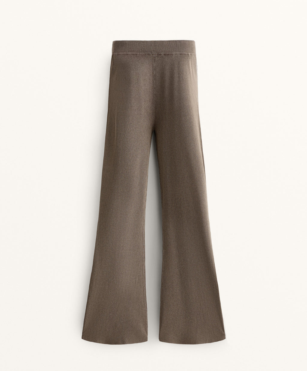 FLARE KNIT RIB TROUSERS