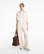 CONTRAST PIPING STRAIGHT LEG KNIT TROUSERS