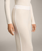 CONTRAST PIPING STRAIGHT LEG KNIT TROUSERS