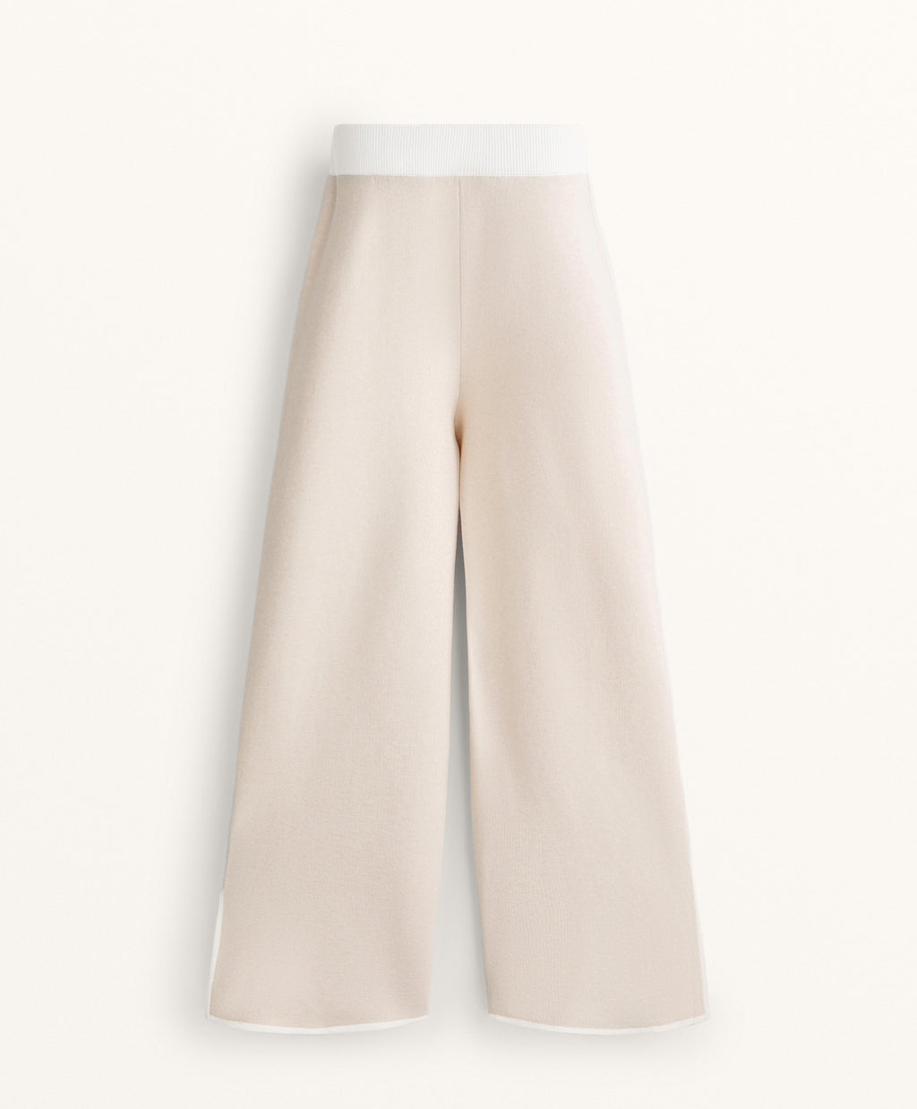 CONTRAST PIPING STRAIGHT LEG KNIT TROUSERS