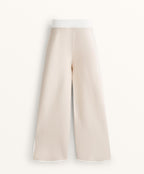 CONTRAST PIPING STRAIGHT LEG KNIT TROUSERS