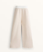 CONTRAST PIPING STRAIGHT LEG KNIT TROUSERS