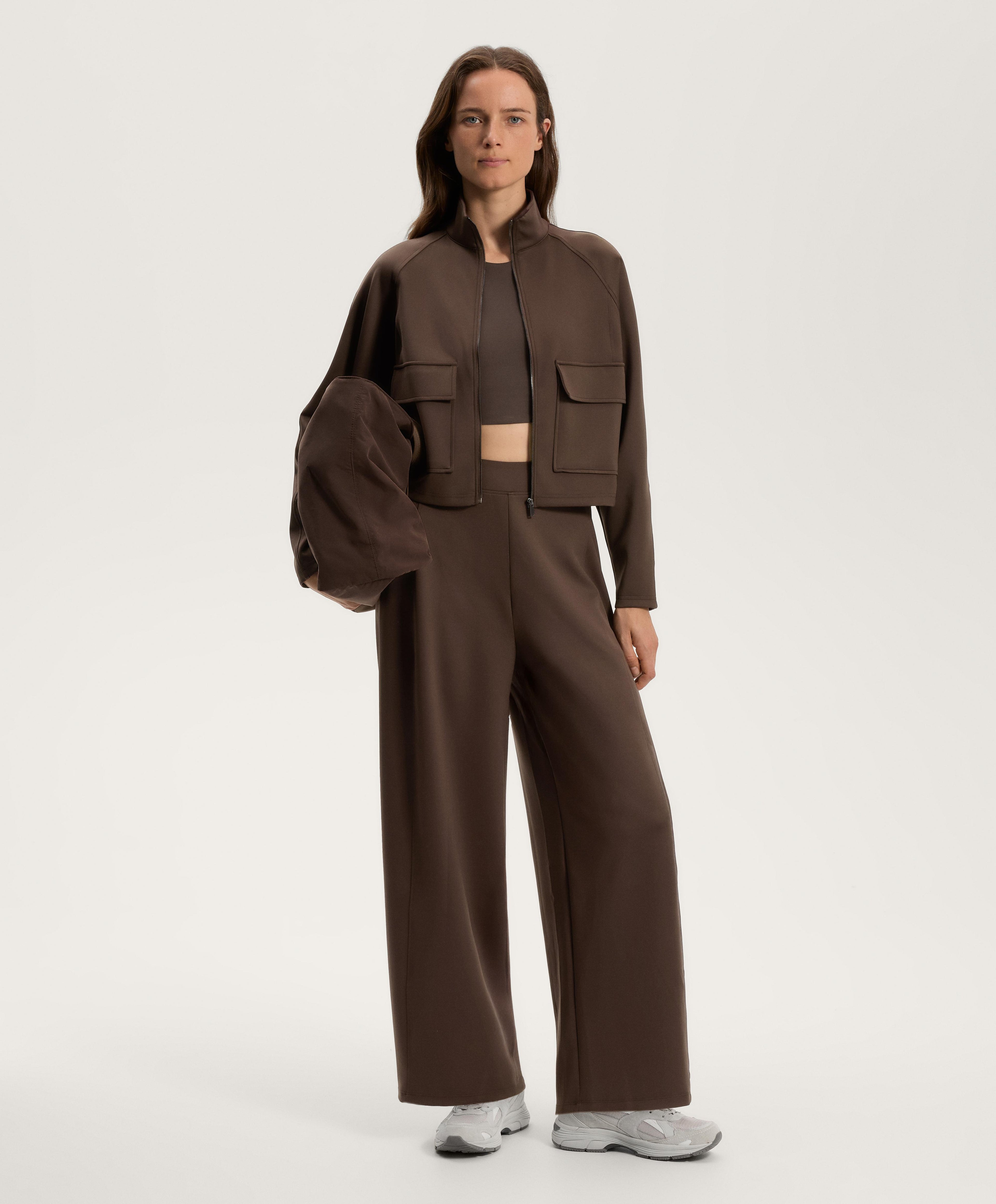 NEOPRENE EFFECT HIGH RISE COCOON TROUSERS