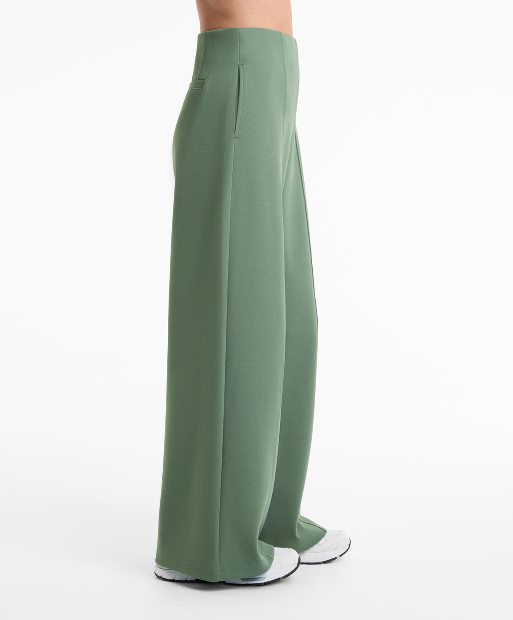 SUPER HIGH RISE PIQUE LONG TROUSERS WITH COTTON