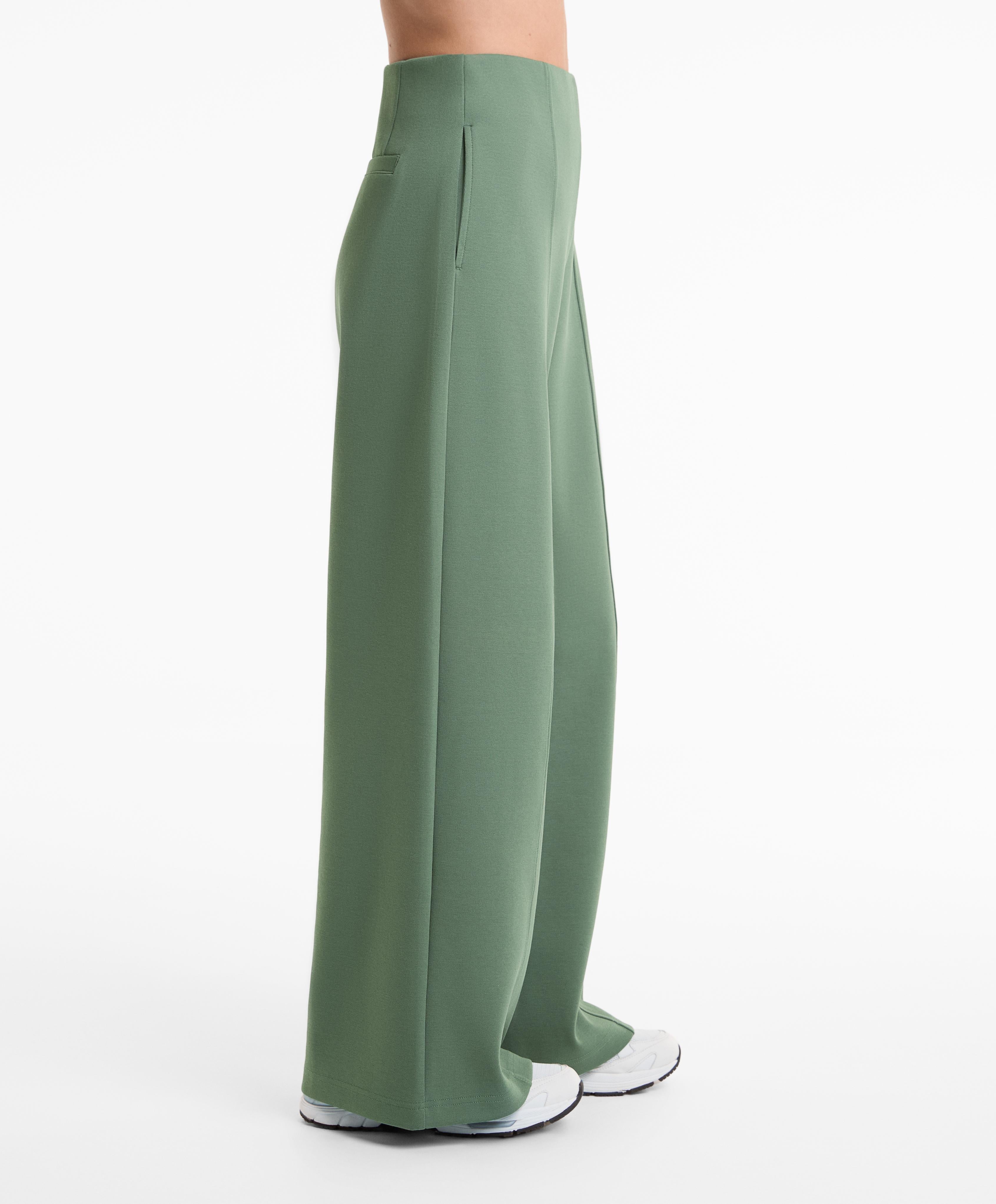 SUPER HIGH RISE PIQUE LONG TROUSERS WITH COTTON