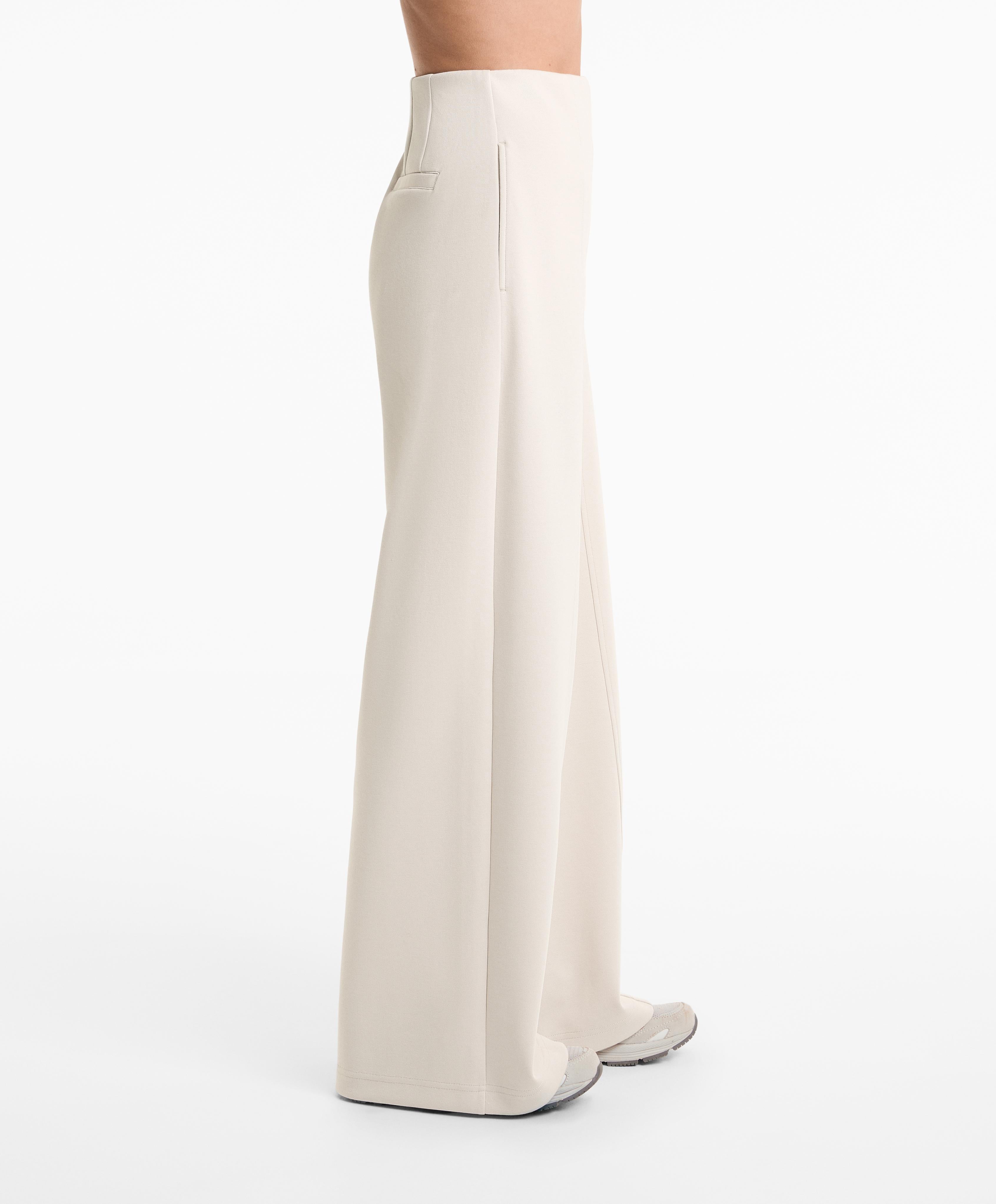SUPER HIGH RISE PIQUE LONG TROUSERS WITH COTTON