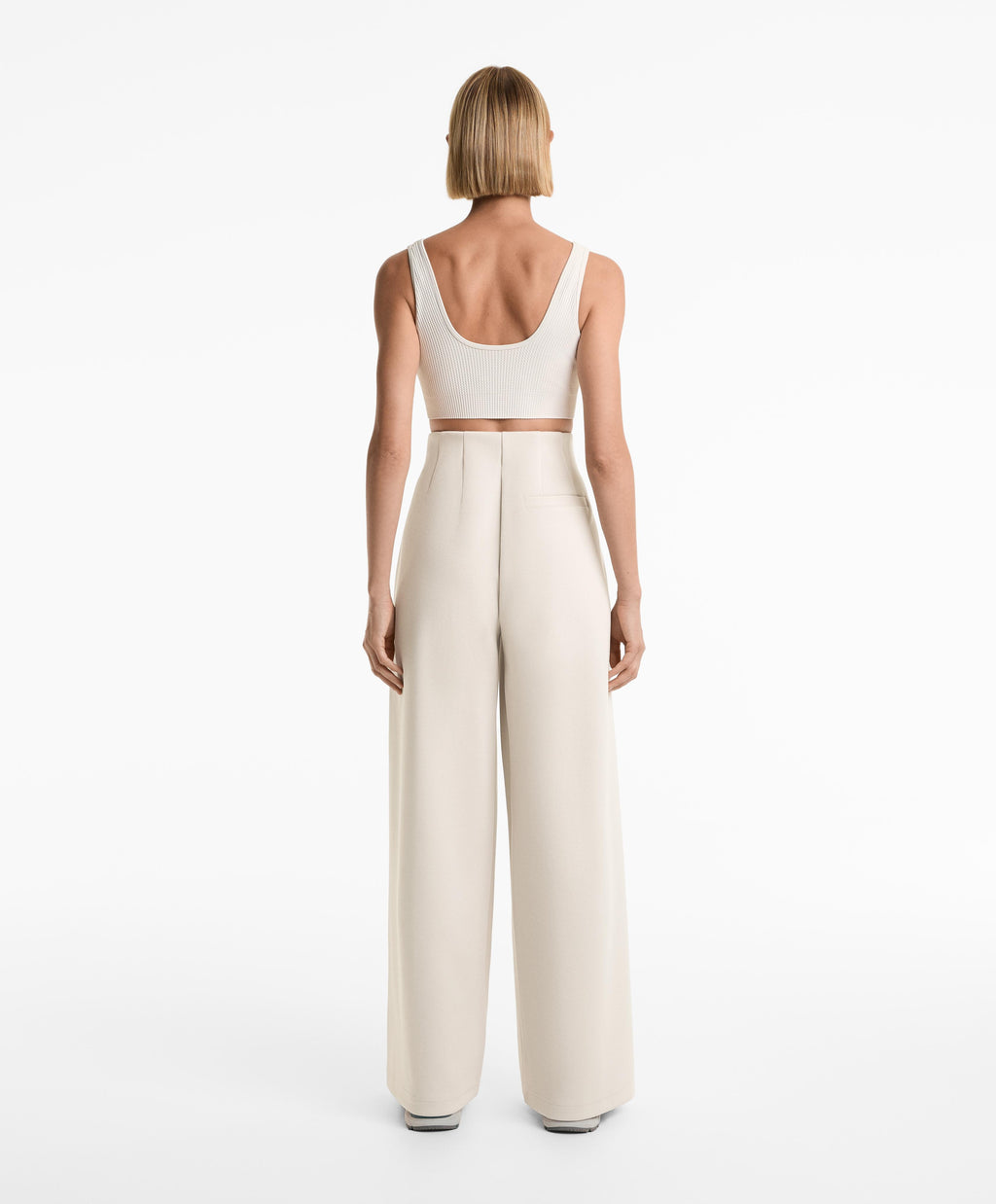 SUPER HIGH RISE PIQUE LONG TROUSERS WITH COTTON