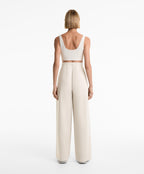 SUPER HIGH RISE PIQUE LONG TROUSERS WITH COTTON