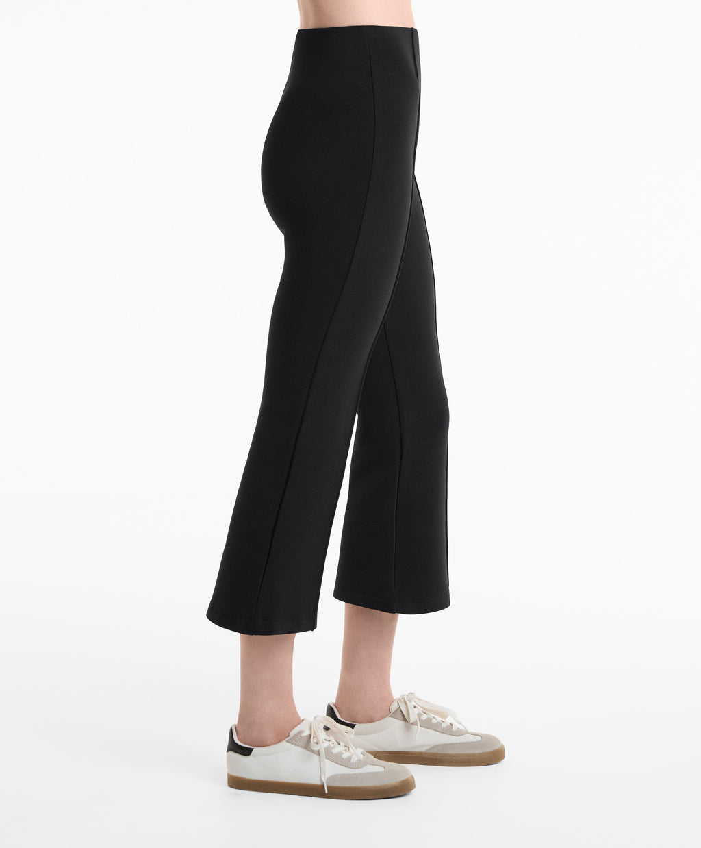 COTTON BLEND SEAM DETAIL FLARE CAPRI TROUSERS