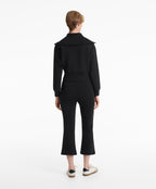 COTTON BLEND SEAM DETAIL FLARE CAPRI TROUSERS