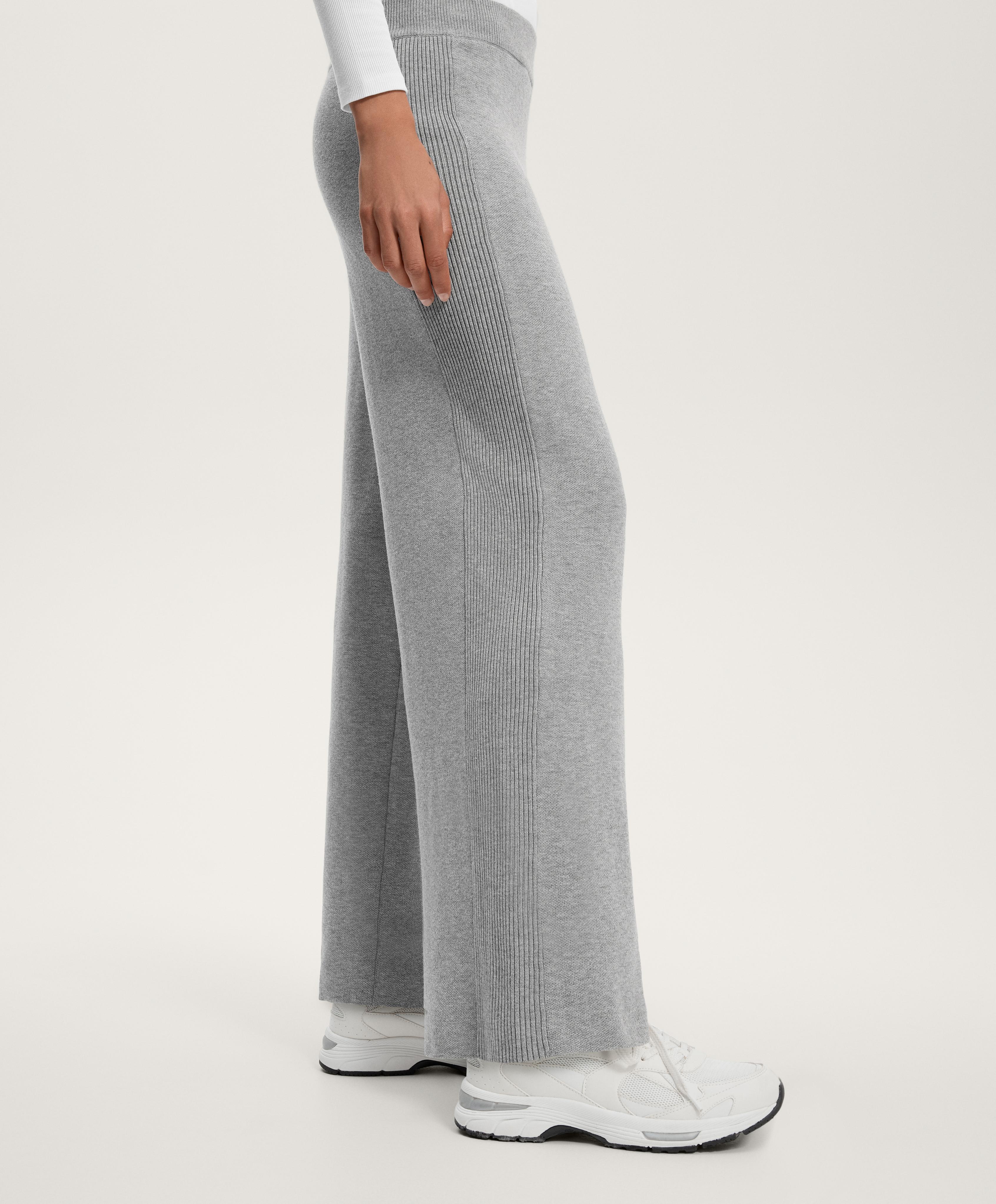 STRAIGHT LEG KNIT TROUSERS WITH SIDE RIB