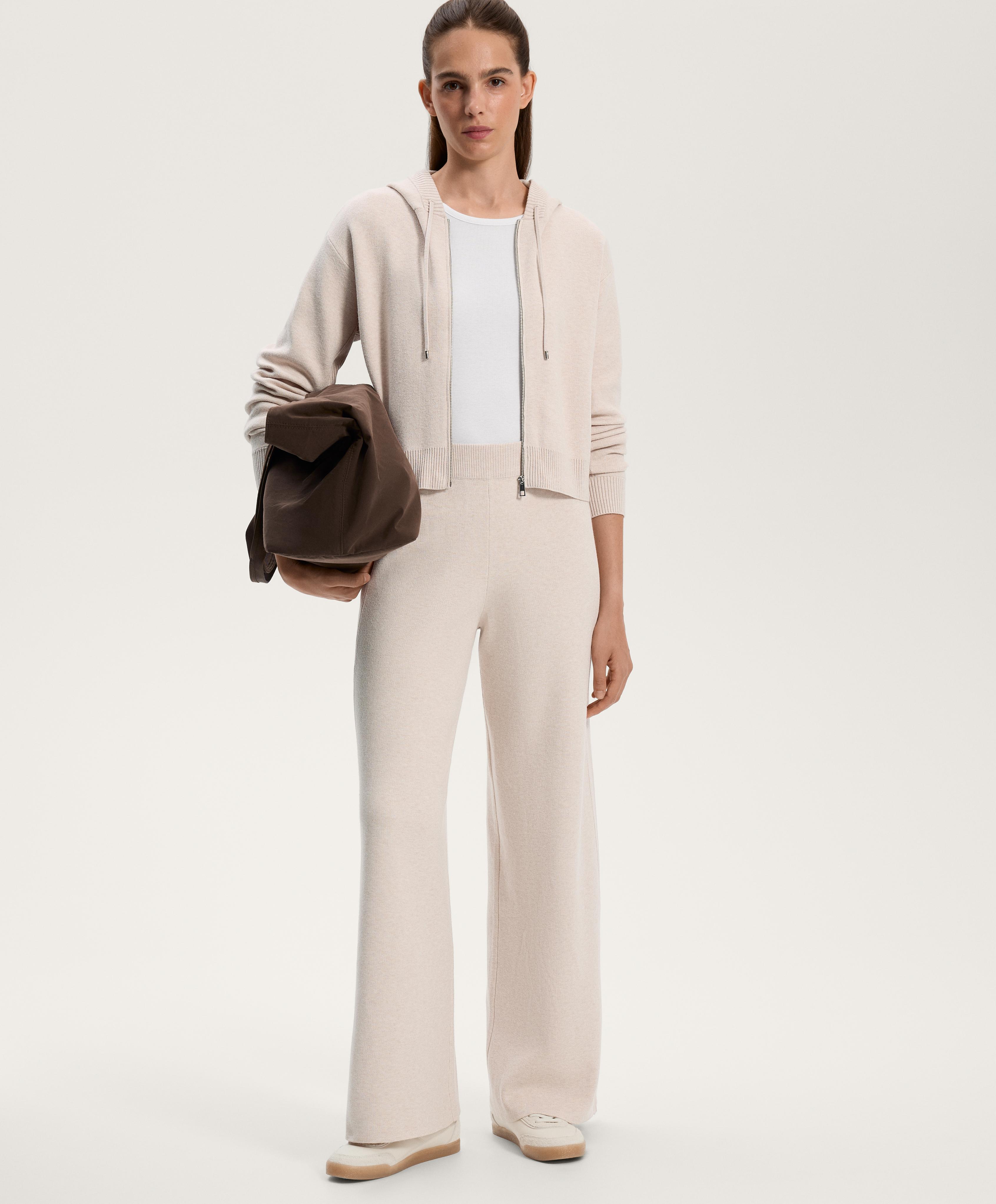STRAIGHT LEG KNIT TROUSERS WITH SIDE RIB