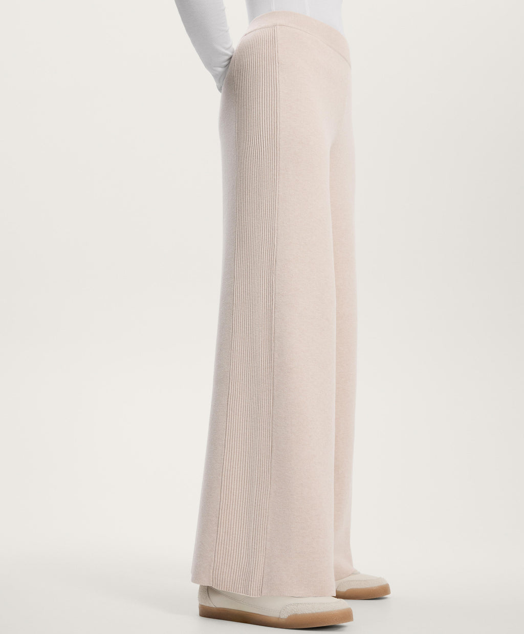 STRAIGHT LEG KNIT TROUSERS WITH SIDE RIB
