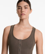 COTTON BLEND HEAVY RIB SHORT PLAYSUIT