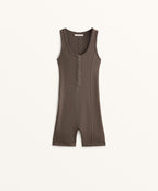 COTTON BLEND HEAVY RIB SHORT PLAYSUIT