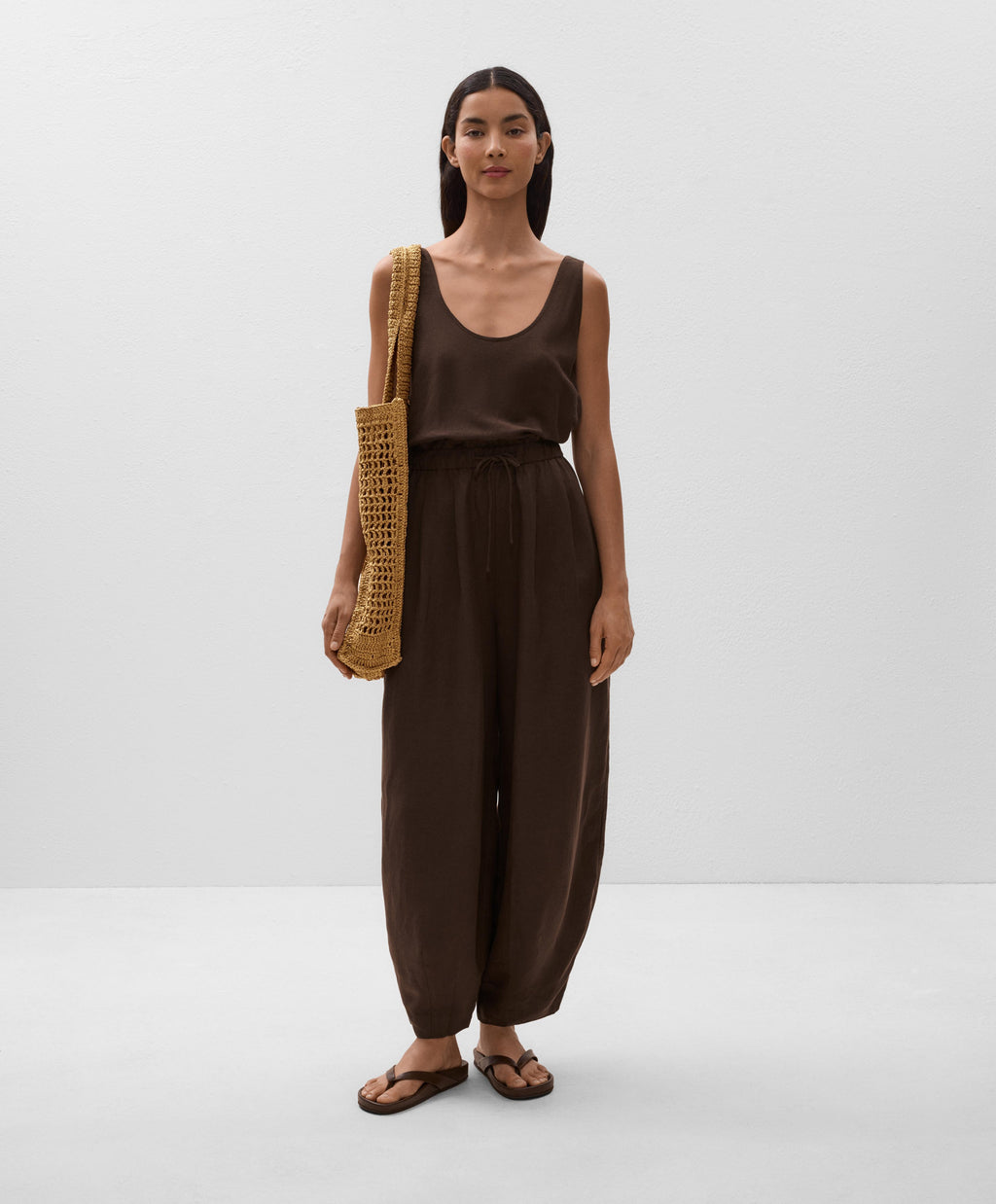 LINEN BLEND BALLOON JUMPSUIT