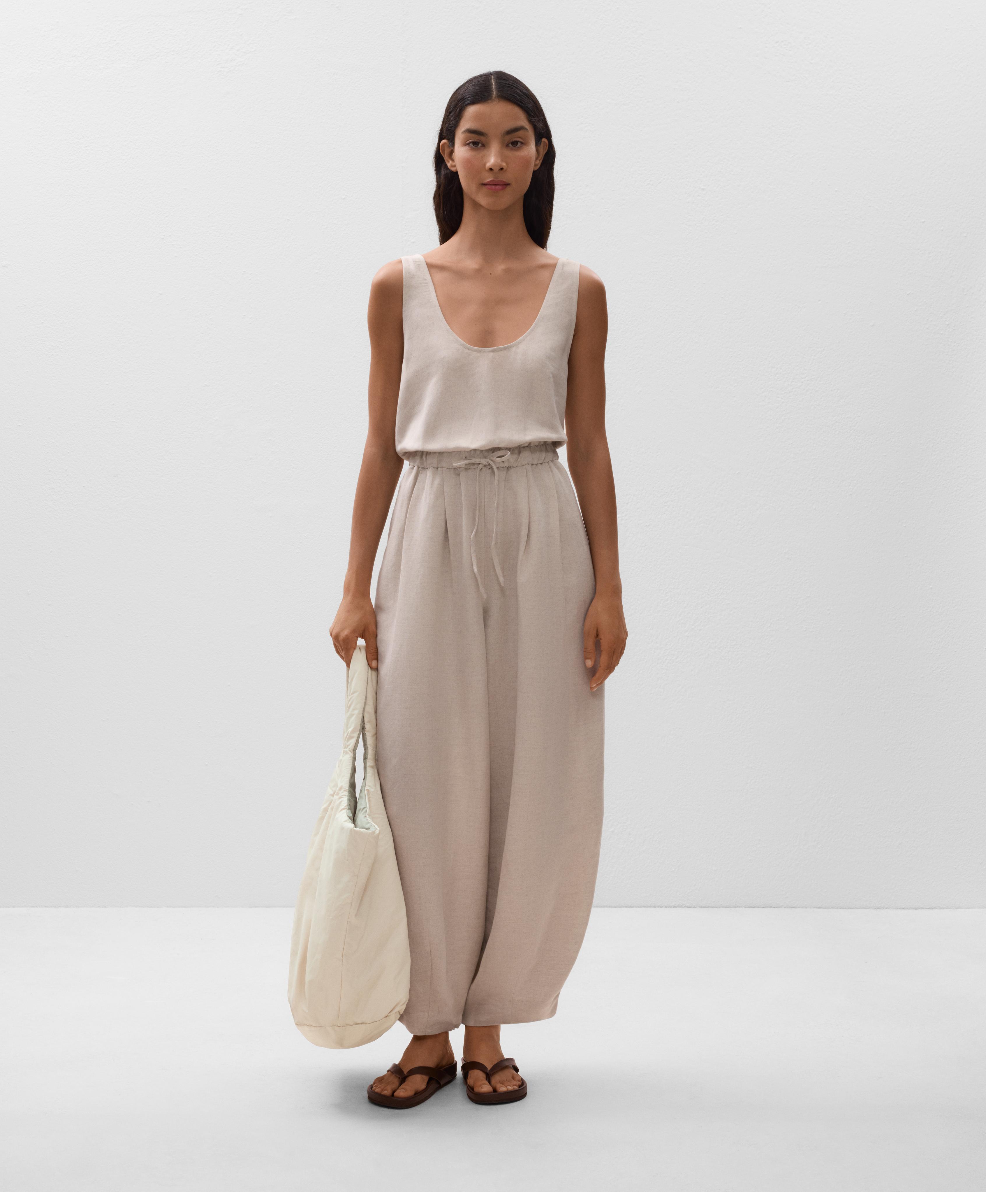LINEN BLEND BALLOON JUMPSUIT